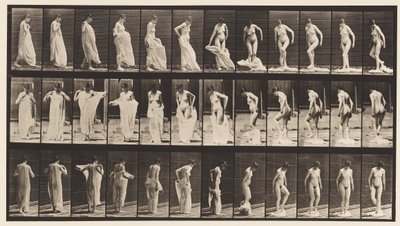 Tallrik 431. Toalett; Tar av sig kläder av Eadweard Muybridge
