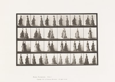 Plåt 45. Gå två modeller möts och delvis vändande av Eadweard Muybridge