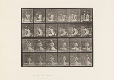 Tallrik 466. Två modeller, barn 70N, tar med bukett till 12, 1885 av Eadweard Muybridge