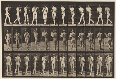 Tavla 46. Gå, flirta en fläkt och vända sig om av Eadweard Muybridge