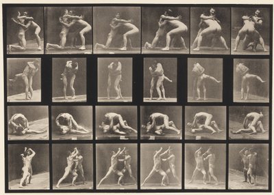 Plåt 520. A, 98 och 100 Brottning; B, 98 och 100 brottning av Eadweard Muybridge