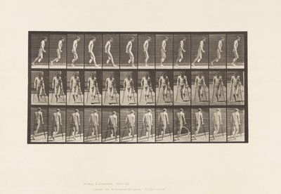 Platta 537. Enkel amputation av ben; Hoppa med kryckor av Eadweard Muybridge