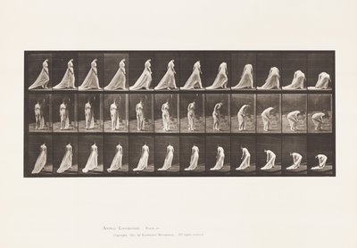 Plåt 56. Gå, vända och luta sig för att lyfta tåget av Eadweard Muybridge