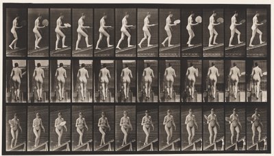 Plåt 78. Ascending Incline, Flirting A Fan, 1872-1885 av Eadweard Muybridge