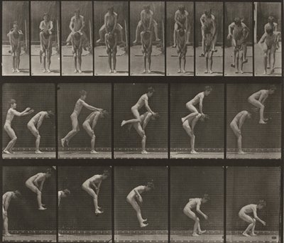 Plansch nummer 167. Hoppa över en pojkes rygg (bockhoppning) av Eadweard Muybridge