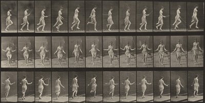 Plansch nummer 174. Löpning och hopp med hopprep av Eadweard Muybridge