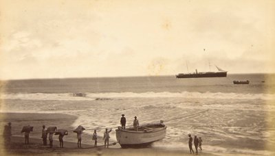 Shipping Coffee, Champerico, Guatemala av Eadweard Muybridge