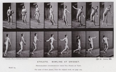 The Human Figure in Motion: Atlet, bowling på cricket (s/v foto) av Eadweard Muybridge