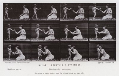 The Human Figure in Motion: Barn, hälsar en främling (s/v foto) av Eadweard Muybridge