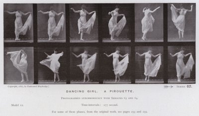 The Human Figure in Motion: Dansande flicka, en piruett (s/v foto) av Eadweard Muybridge