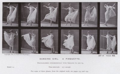 The Human Figure in Motion: Dansande flicka, en piruett (s/v foto) av Eadweard Muybridge