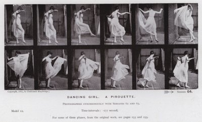 The Human Figure in Motion: Dansande flicka, en piruett (s/v foto) av Eadweard Muybridge