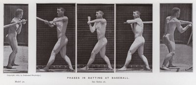 The Human Figure in Motion: Faser i vadd på baseboll (s/v foto) av Eadweard Muybridge