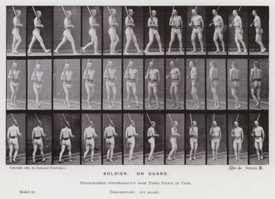 The Human Figure in Motion: Soldat, på vakt (s/v foto) av Eadweard Muybridge
