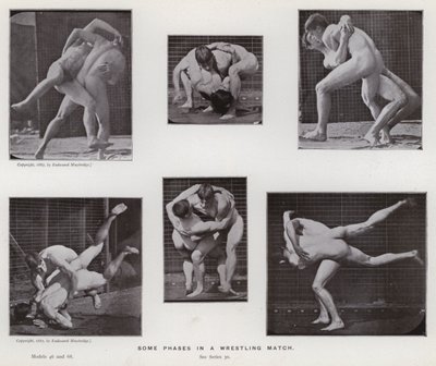 Den mänskliga figuren i rörelse: Några faser i en brottningsmatch av Eadweard Muybridge