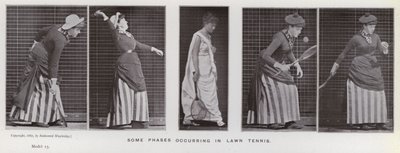Den mänskliga figuren i rörelse: Några faser som inträffar i grästennis (s/v foto) av Eadweard Muybridge