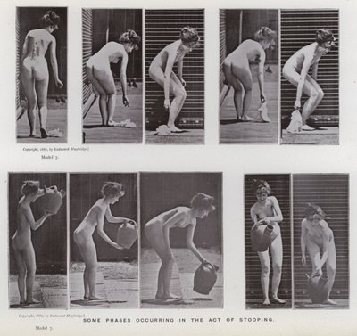 Den mänskliga figuren i rörelse: Vissa faser som inträffar i handlingen att böja sig av Eadweard Muybridge
