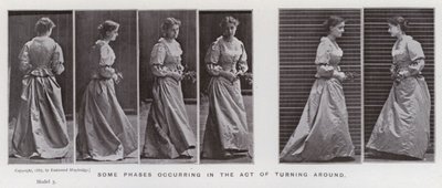 Den mänskliga figuren i rörelse: Vissa faser som inträffar när man vänder sig om (s/v foto) av Eadweard Muybridge