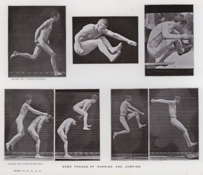 Den mänskliga figuren i rörelse: Några faser av löpning och hoppning (s/v foto) av Eadweard Muybridge