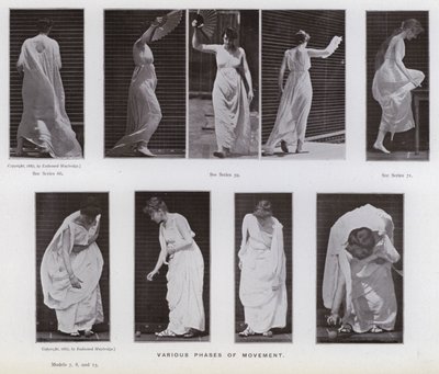 Den mänskliga figuren i rörelse: olika faser av rörelse (s/v foto) av Eadweard Muybridge