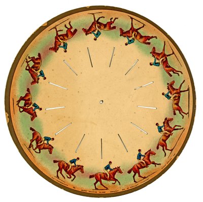 Zoopraxiskopskiva som visar en häst som galopperar, 1893 av Eadweard Muybridge