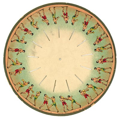 Zoopraxiskopskiva som visar män som boxas, 1893 av Eadweard Muybridge