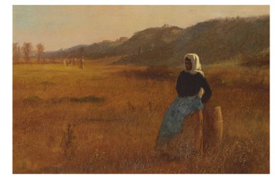 Vid dagens slut, ca 1878-80 (olja ombord) av Eastman Johnson