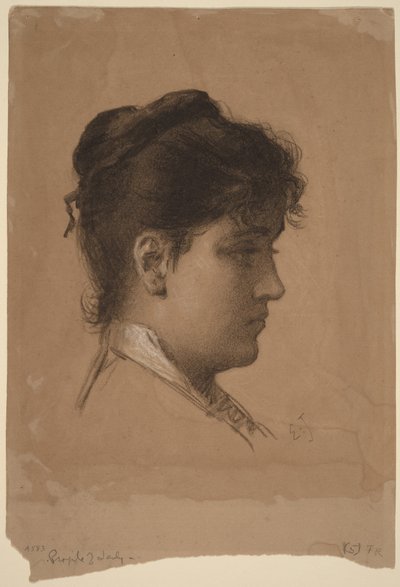 Huvud av en ung kvinna av Eastman Johnson