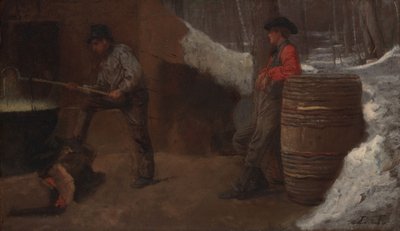 Sockerkojan, även känd som Tillverkning av lönnsocker eller Susan Rays kök för lönnsockertillverkning av Eastman Johnson