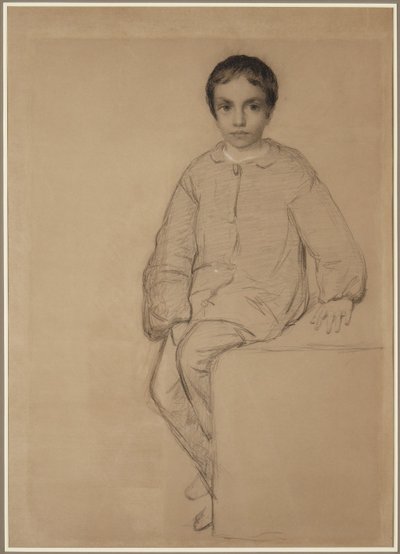 Sittande ung pojke av Eastman Johnson