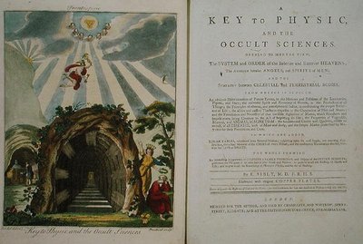 Frontispice för "A Key to Physics and the Occult Sciences" bok 4, publicerad 1800 (färg litho) av Ebenezer Sibly