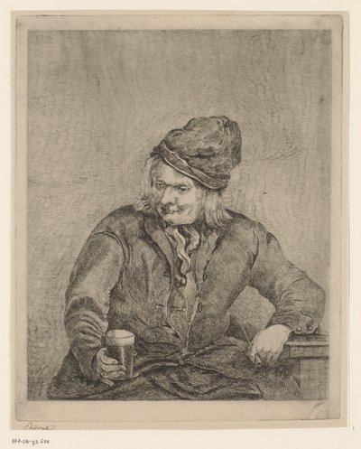 Gammal man med glas och pipa i handen av Eberhard Cornelis Rahms
