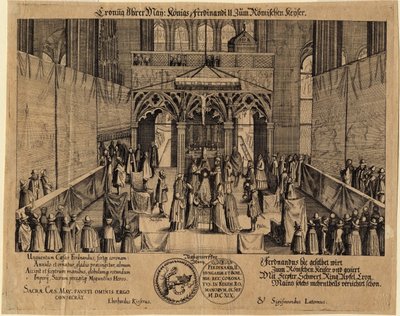 Ferdinand II kejsare av romarna (1578-1637) - kröningen av kung Ferdinand II till helig romersk kejsare av Eberhard Kieser