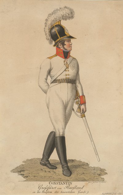Porträtt av storhertig Konstantin Pavlovich av Ryssland 1779-1831, 1807 av Eberhard Siegfried Henne