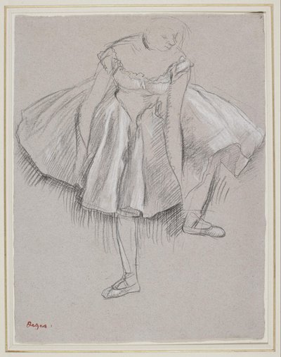Danseuse rajustant son chausson av Edgar Degas