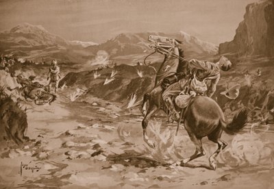 Kapten Jotham skjuts ihjäl när han försöker rädda en av sina män. av Edgar Alfred Holloway