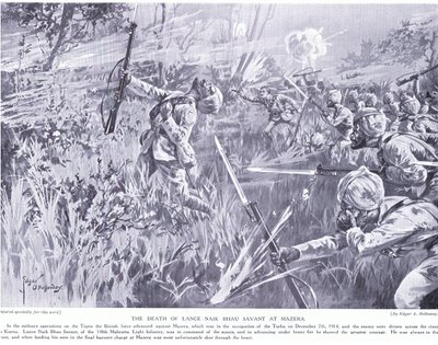 Lance Nak Bhau Savants död i Mazera vid Tigris december 1914 av Edgar Alfred Holloway