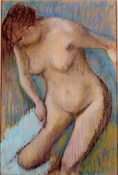 Efter att ha badat Naken kvinna torkar hennes högra lår. Pastellmålning av Edgar Degas (1834-1917) 1866 Sön. 72x49 cm Rom, Galleria d