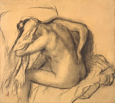 Efter badet torkade kvinnan håret av Edgar Degas