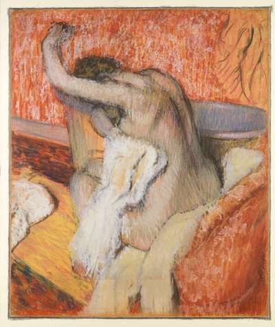 Efter badet - kvinna som torkar sig, c.1895 av Edgar Degas