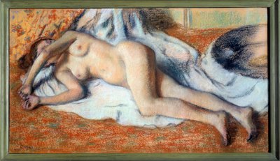 Efter badet eller nakna sträcker sig Pastellmålning av Edgar Degas av Edgar Degas