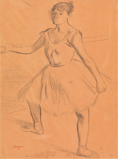 Ballerina som står vid en bar av Edgar Degas