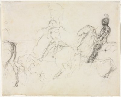 Stridsscen med pansarfigurer till häst (recto) av Edgar Degas