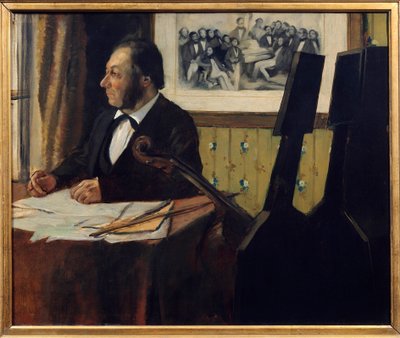 Cellist Pilet, Louis Marie Pilet (1815-1877). Målning av Edgar Degas (1834-1917) 1869 sön. 0,50 x 0,61 m Paris. Musee d