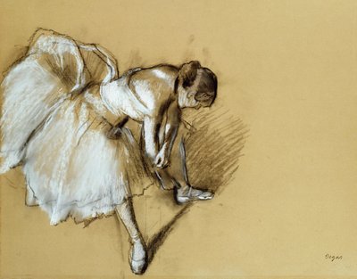Dansare som justerar sin sko, ca 1890 av Edgar Degas