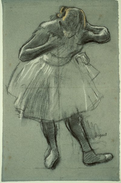 Dansare som böjer sig framåt av Edgar Degas