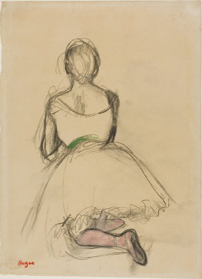 Knästående dansare, sedd bakifrån av Edgar Degas