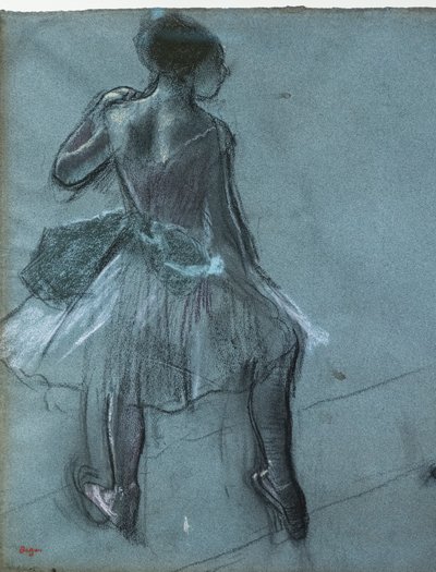 Dansare från rygg och trefotsstudier (detalj). Omkring 1878. Kol och pastell på papper av Edgar Degas