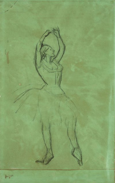 Dansare med upphöjda armar av Edgar Degas
