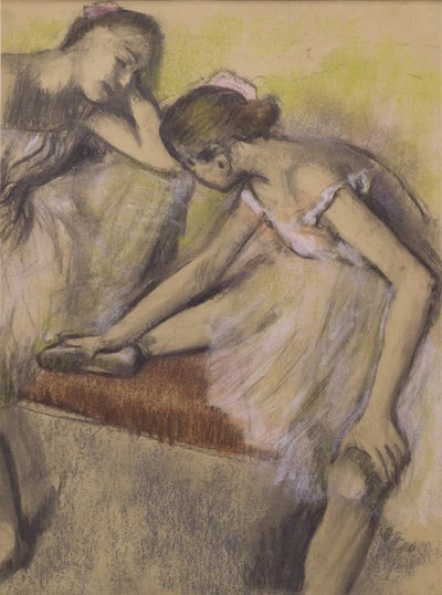 Dancers in Repose, ca 1898 (pastell & kol på tunt vävt papper helt fäst på ett tunt bärande ark) av Edgar Degas